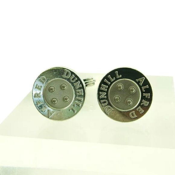DUNHILL Cufflinks button Design Silver 925 Authentic USED - Picture 3 of 9